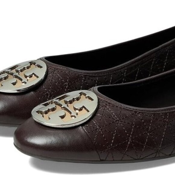new TORY BURCH Leather Claire Quilted Ballet Flats Coco for women 1563mn - Picture 9 of 10